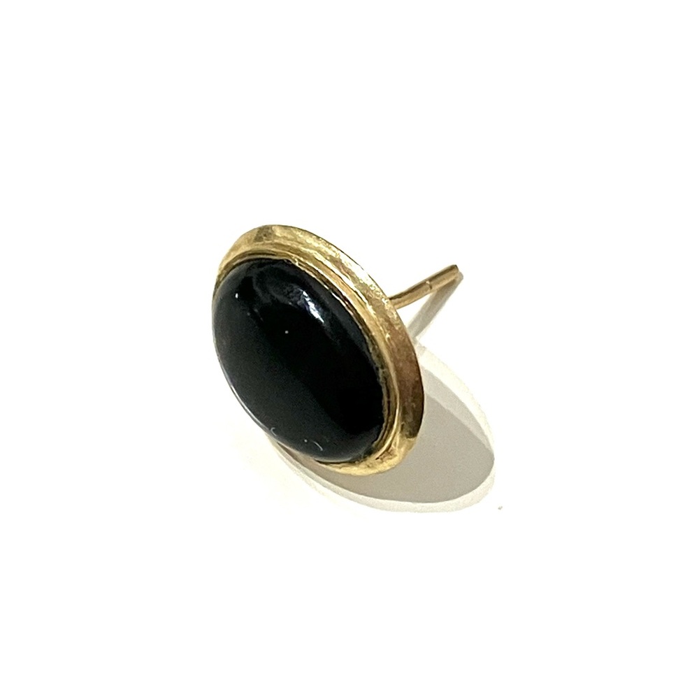 14K Gold Onyx Oval Single Stud Earring